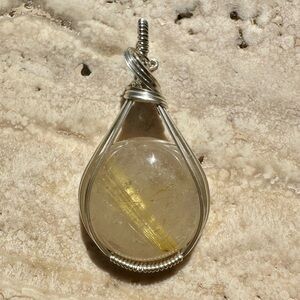 Sterling Silver Rutilated Quartz Healing Stone Necklace Pendant